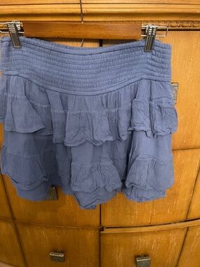 Hollister Ultra High-Rise Smocked Waist Skirt in Slate Blue